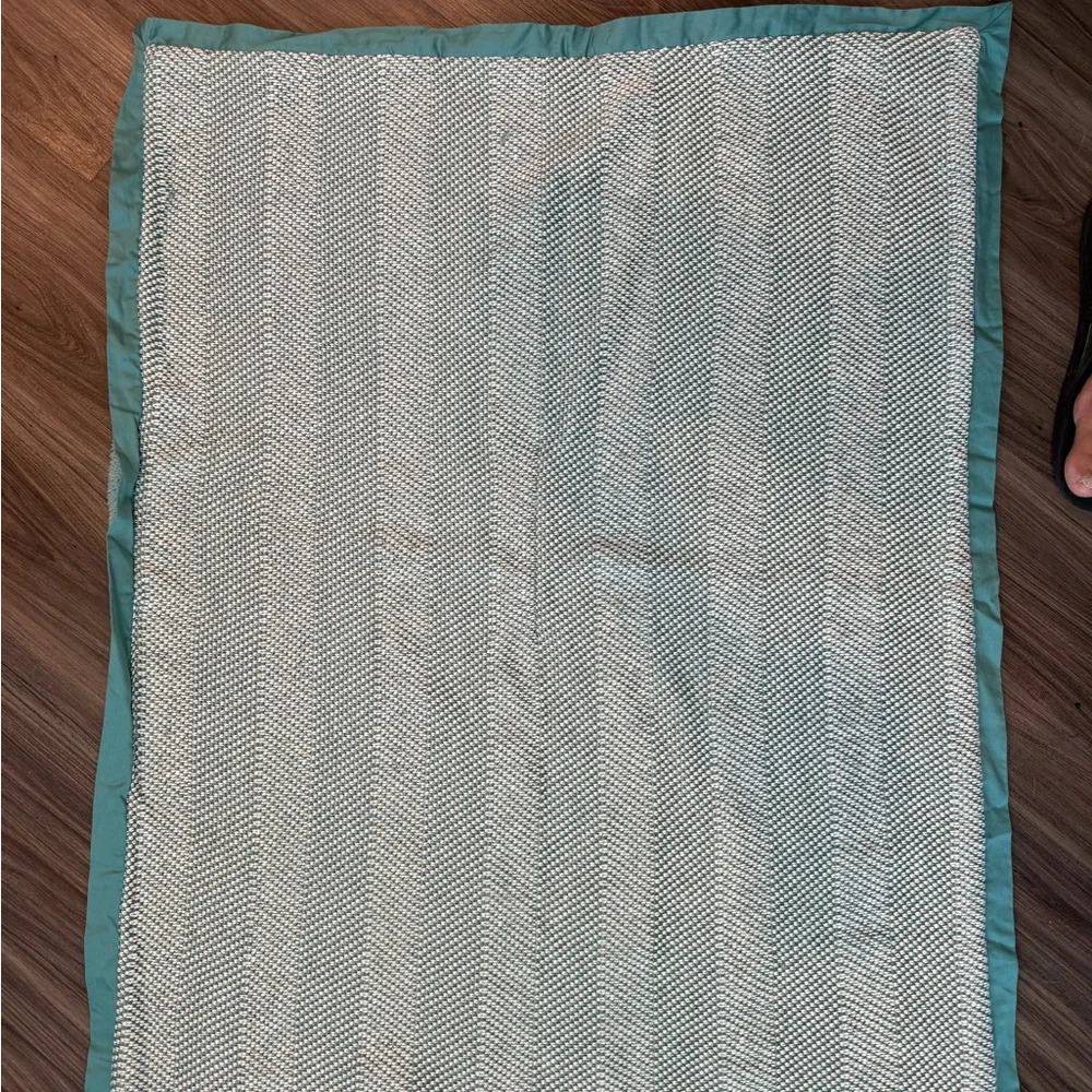 West Elm Light Teal and White Baby Blanket